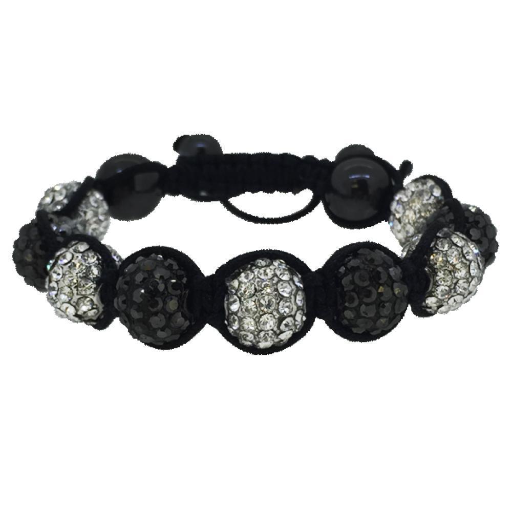 Hematite White 10MM Disco Ball Bracelet