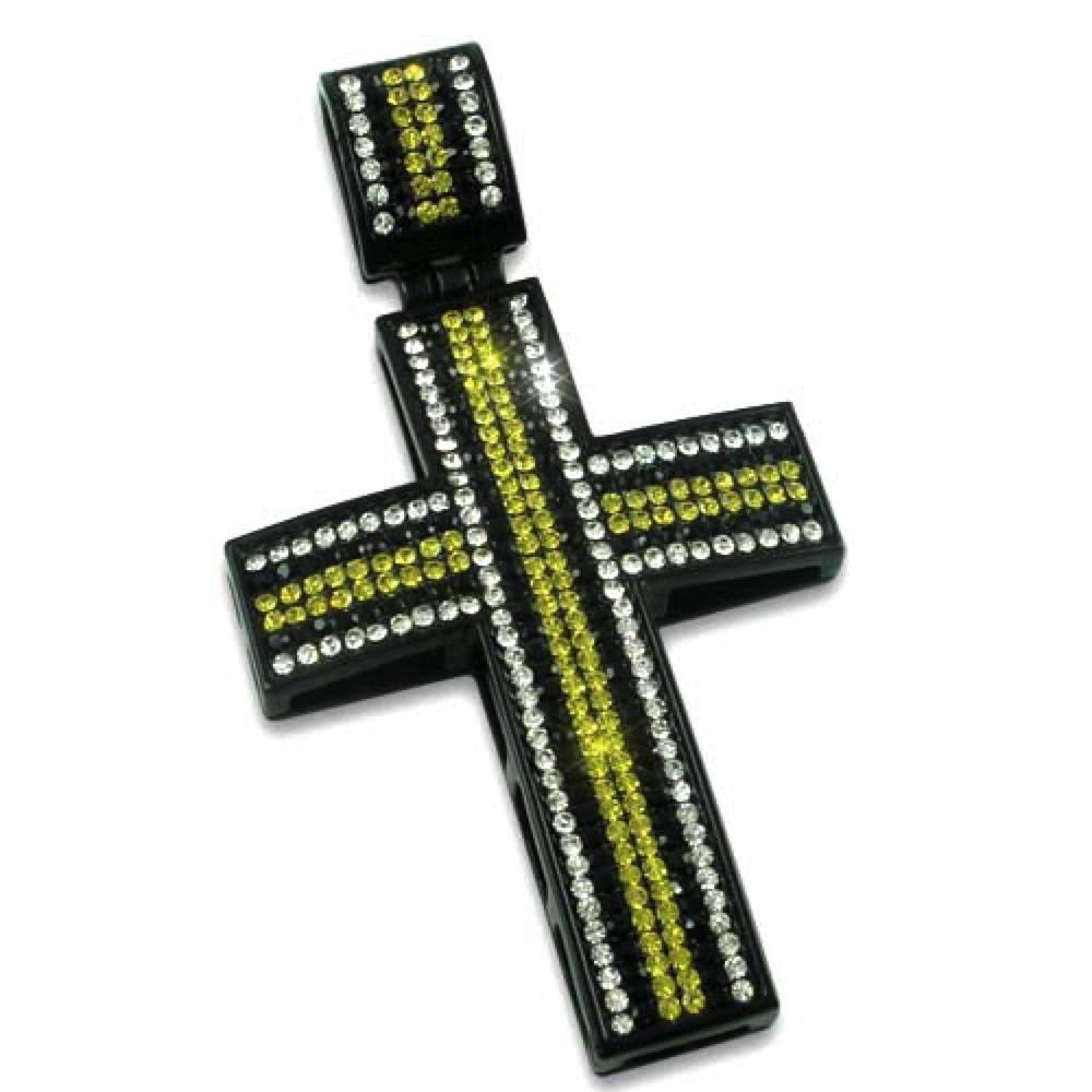 Black Exotic Canary White Black Striped Down 366 Stone Cross