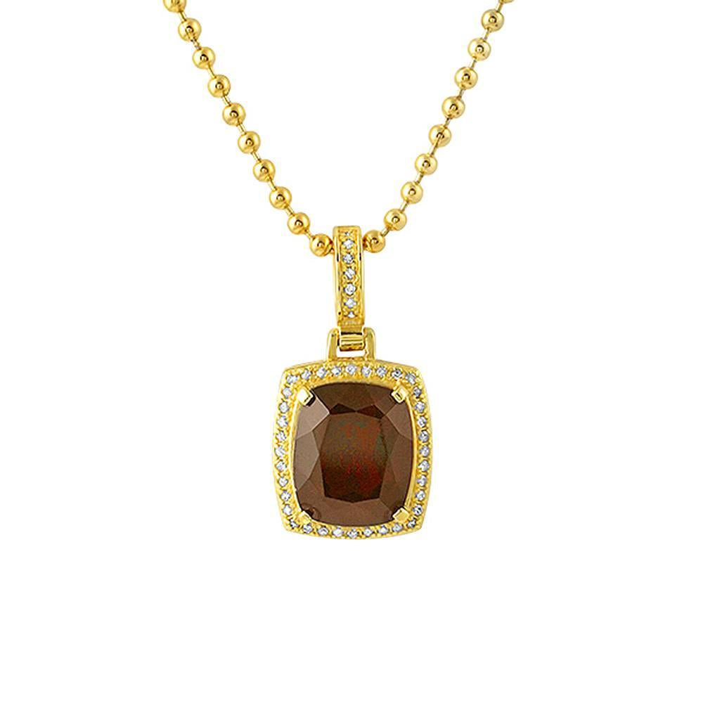 Diamond Garnet Gem Pendant Gold .925 Silver All Real