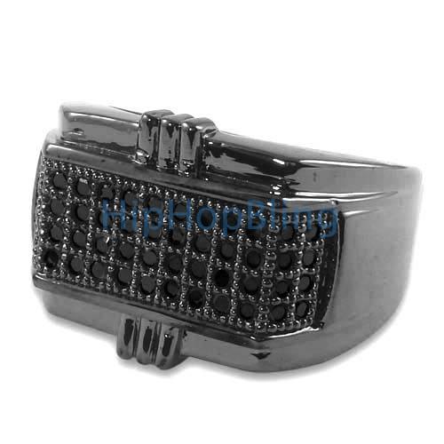 All Black Pimp CZ Micro Pave .925 Silver Mens Iced Out Ring
