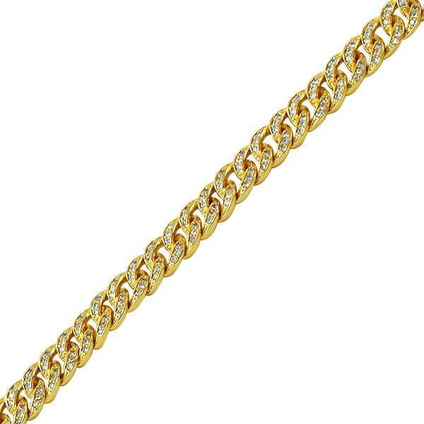 .925 Silver 6MM CZ Bling Bling Gold Cuban Links Chain