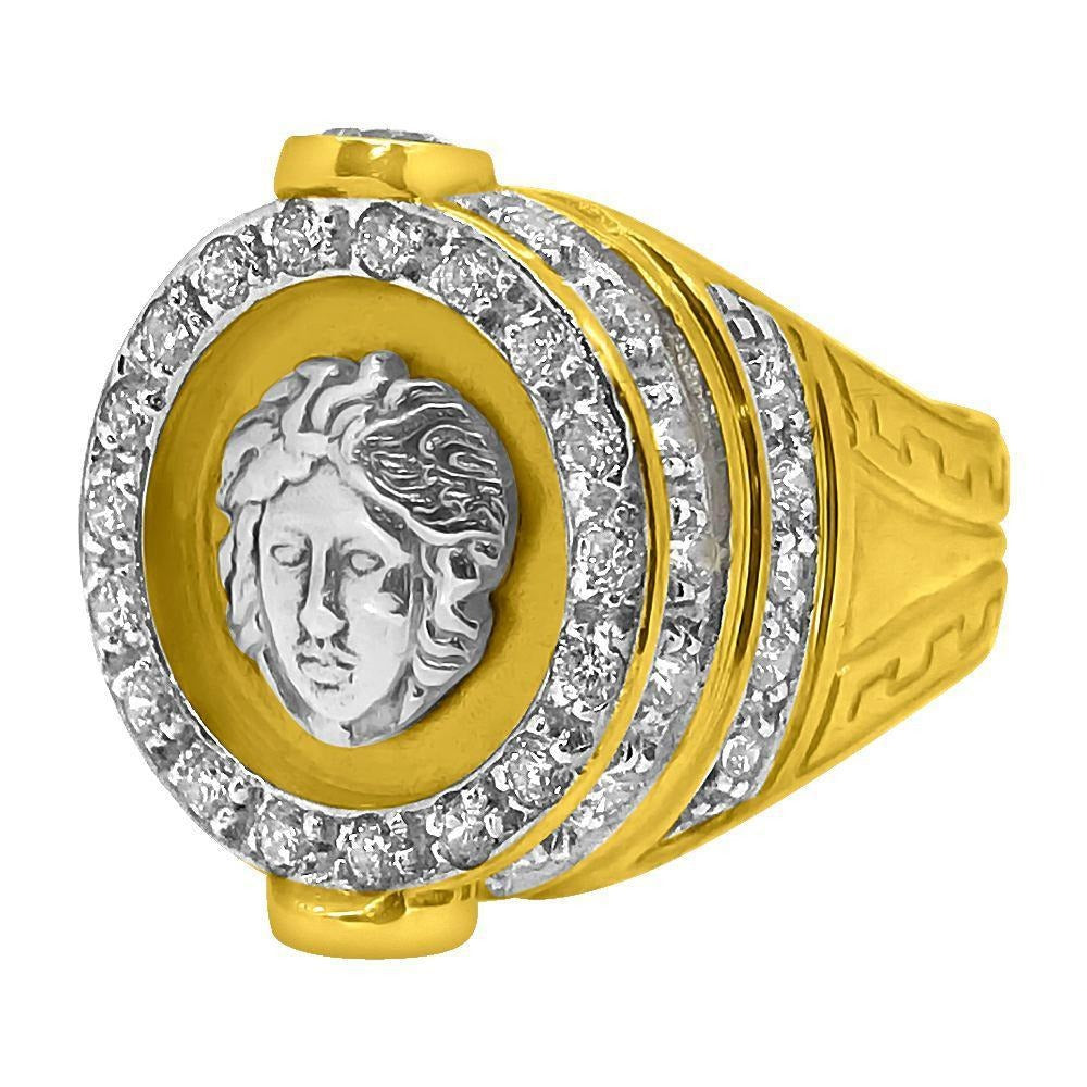 10K Yellow Gold Medusa Triple Decker CZ Ring