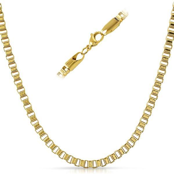 Box IP Gold Stainless Steel Chain Necklace 4MM