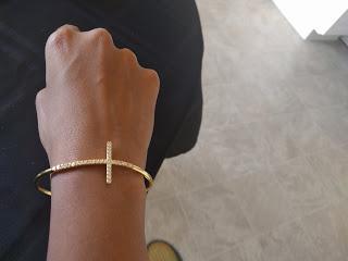 CZ Cross Bangle 18K Gold Plated