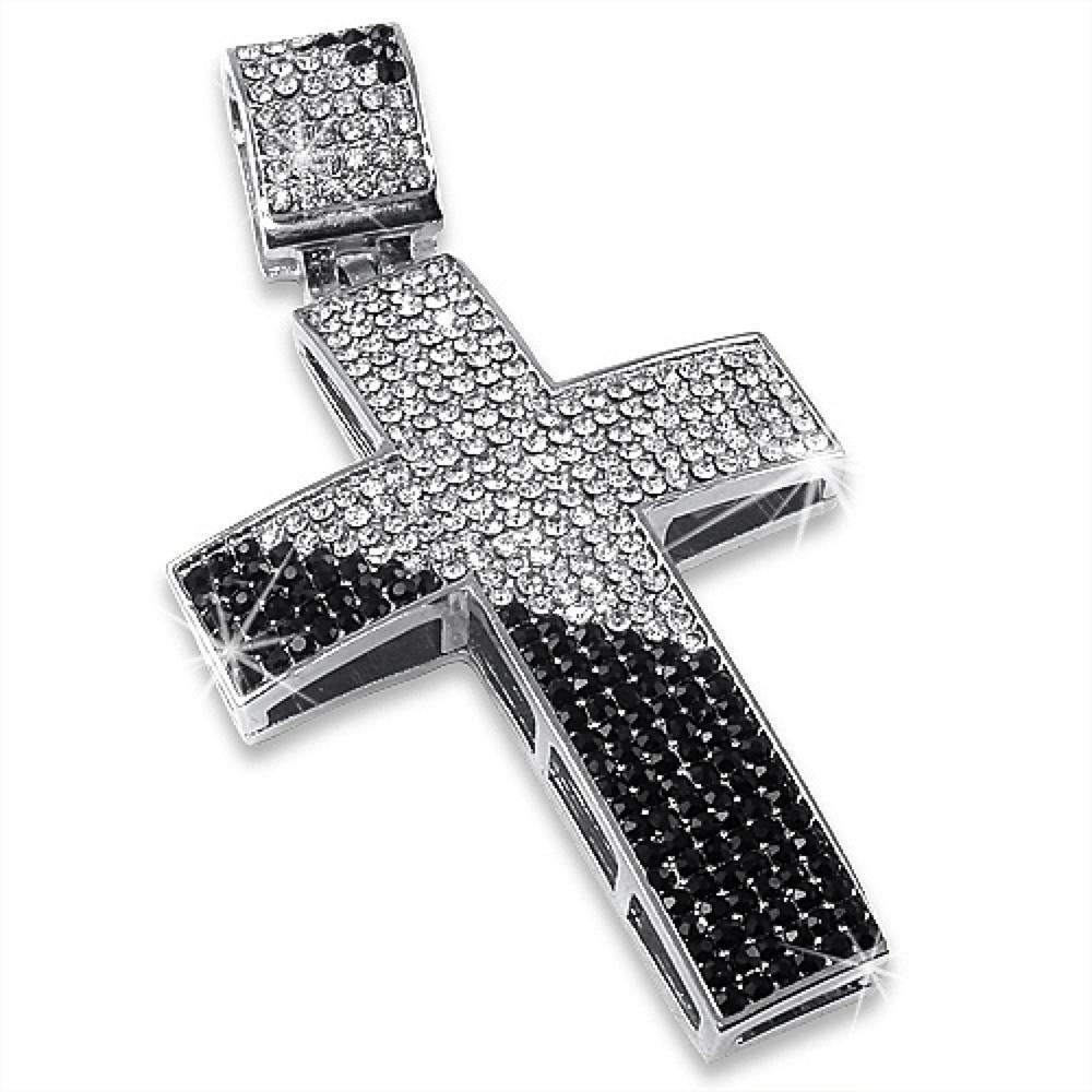 Diagonal Cross Half Black White Iced
