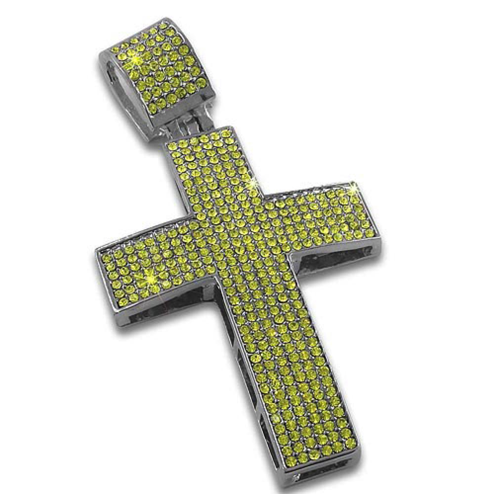 Canary Rhodium Hip Hop Cross