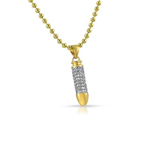 Gold Nano Bullet .925 Sterling Silver CZ Pendant