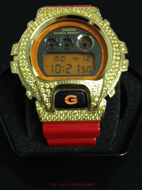 Lemonade Iced Out Red G Shock Watch DW6900