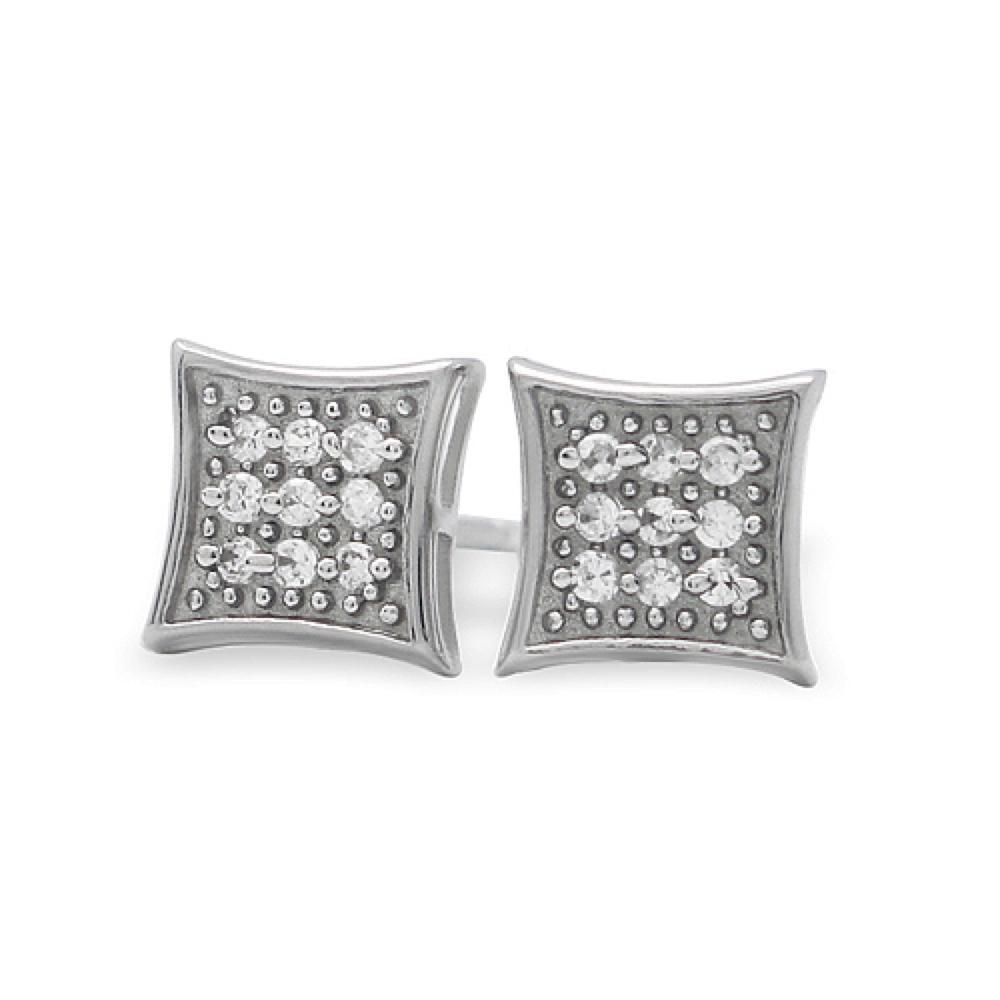 Small Kite CZ Micro Pave Iced Out Earrings .925 Silver