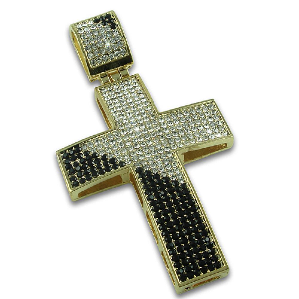 Gold Diagonal Black White Cross
