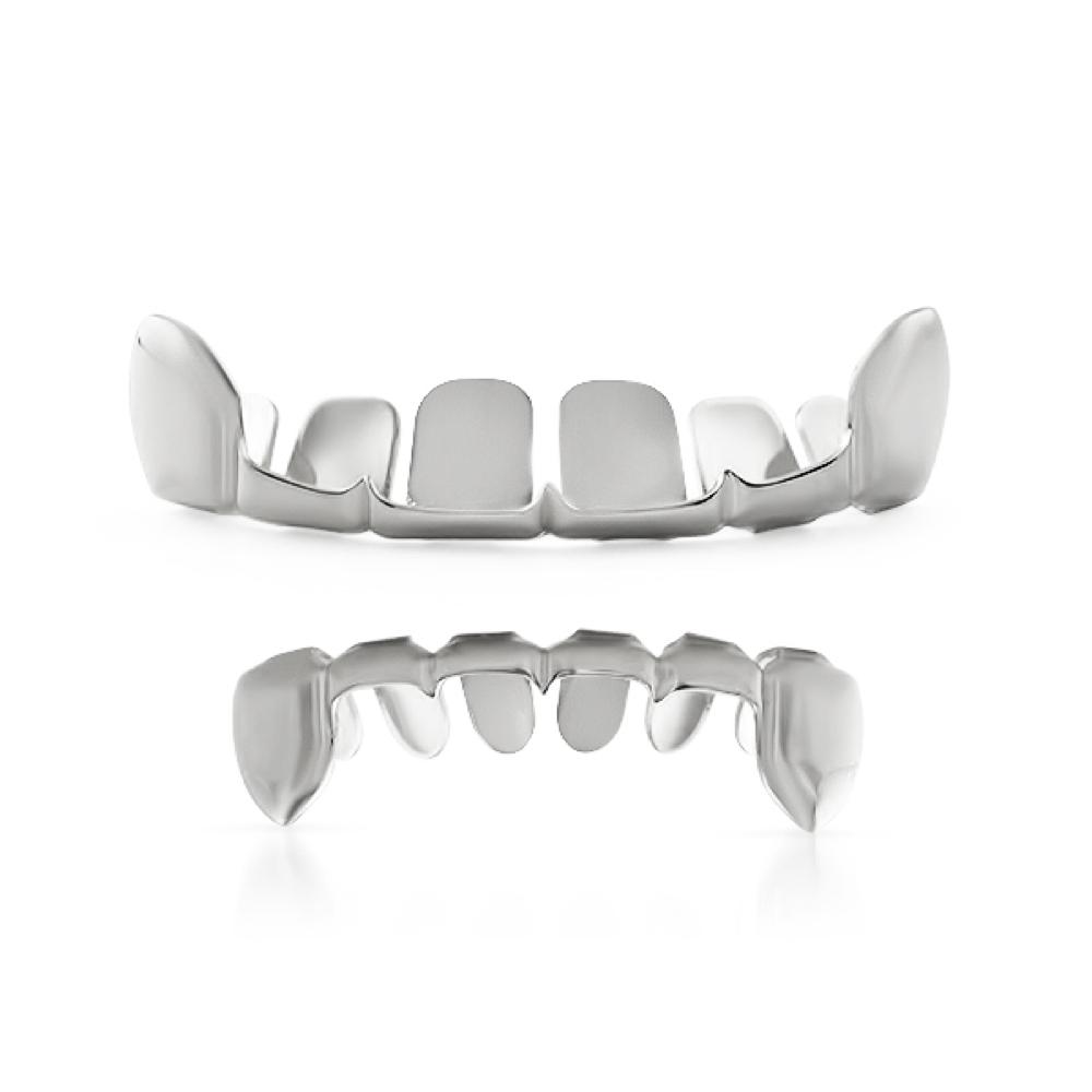 Silver Grillz Half Open Top & Bottom Teeth Set