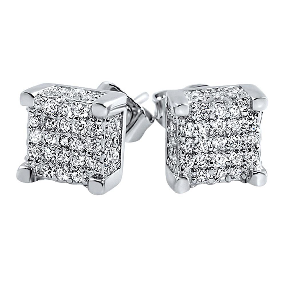 Custom 3D Cube CZ Micro Pave Bling Bling Earrings