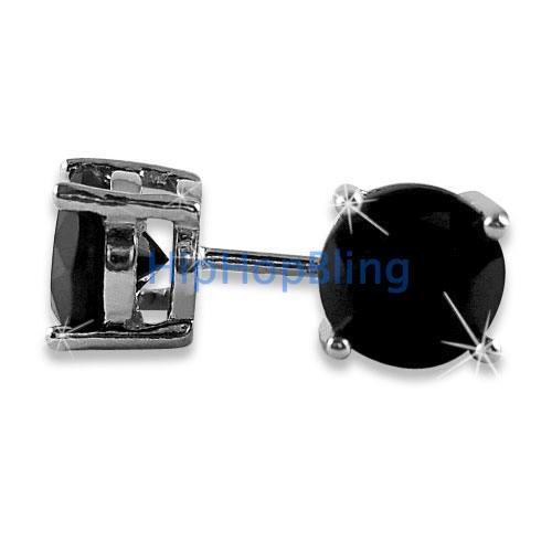 7mm Black CZ Diamond Stud Earrings BLING BLING