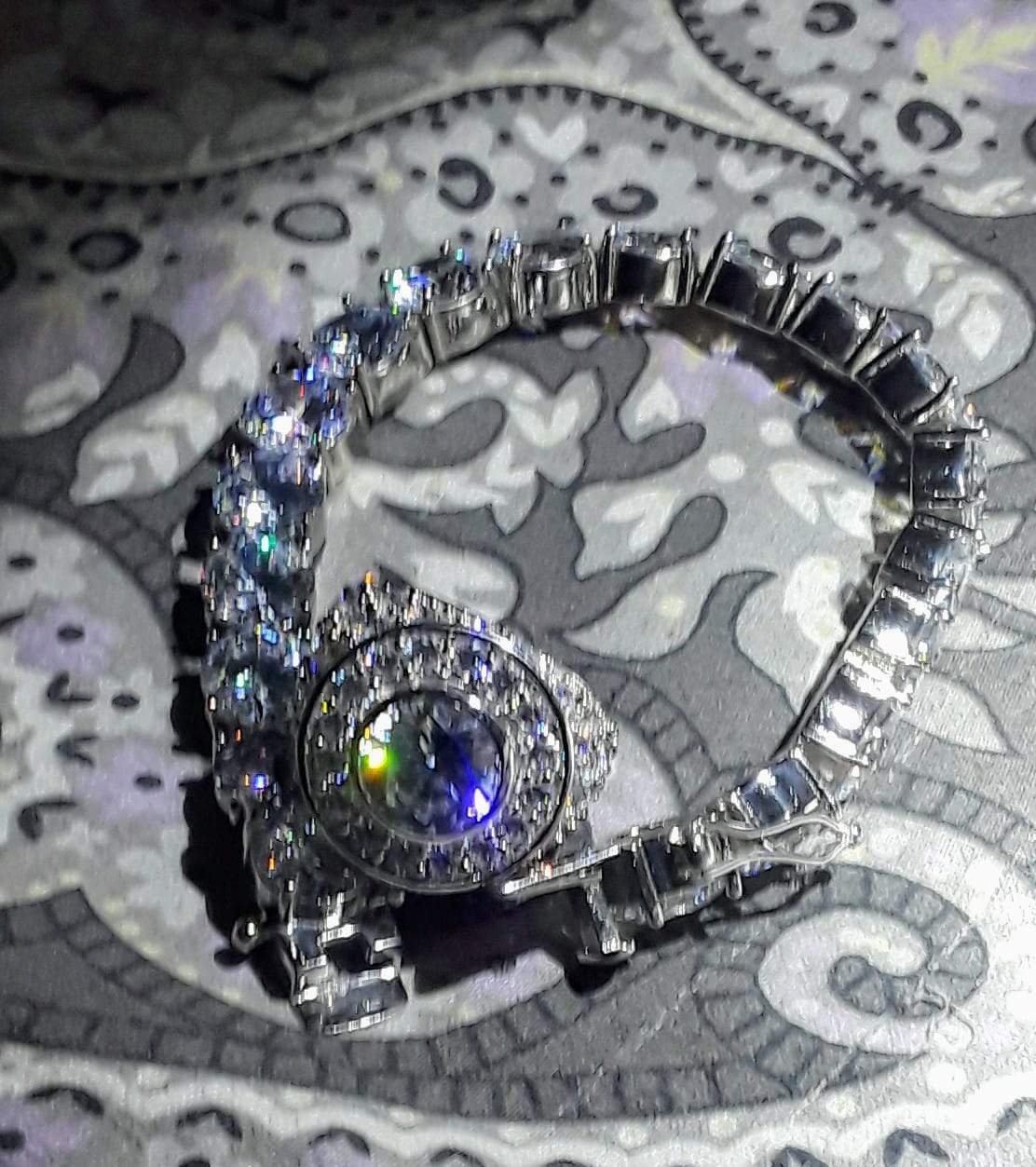 Custom Centerstone Rhodium CZ Bling Bling Ring