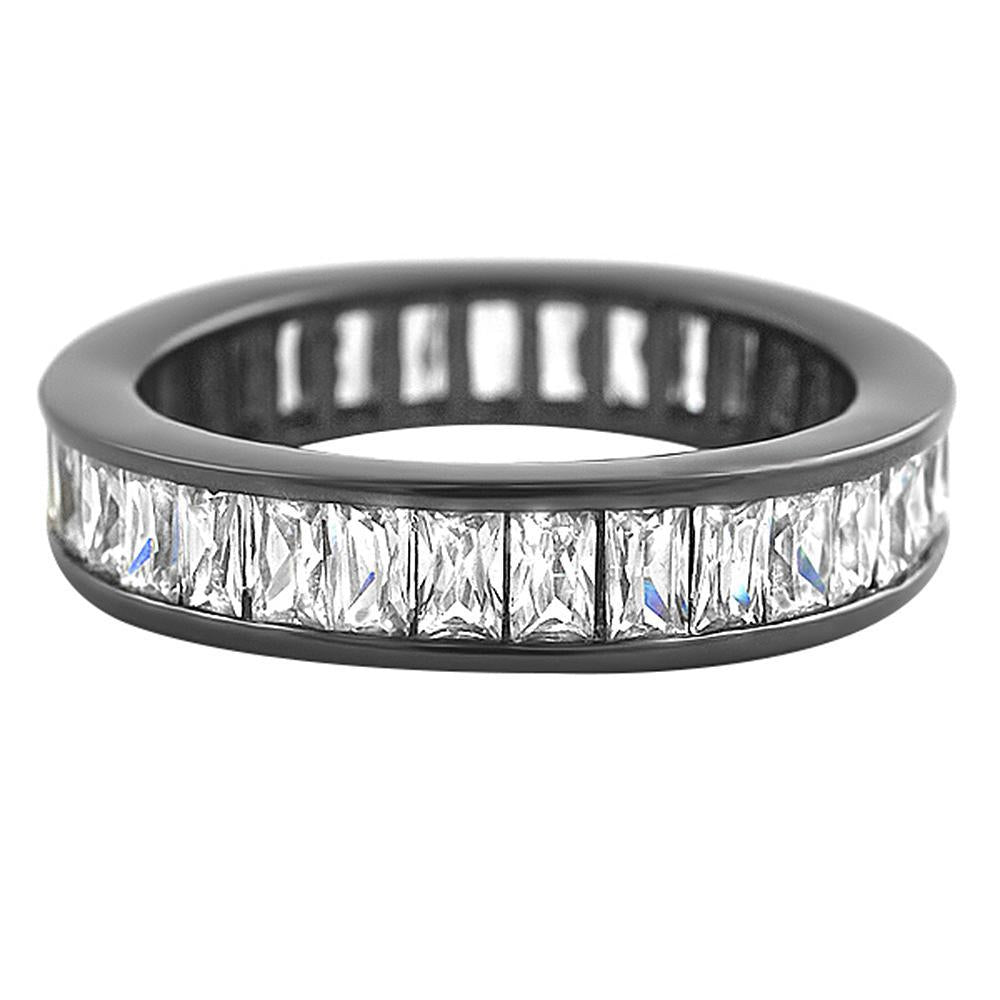 Baguette Eternity White CZ Diamond Ring Black