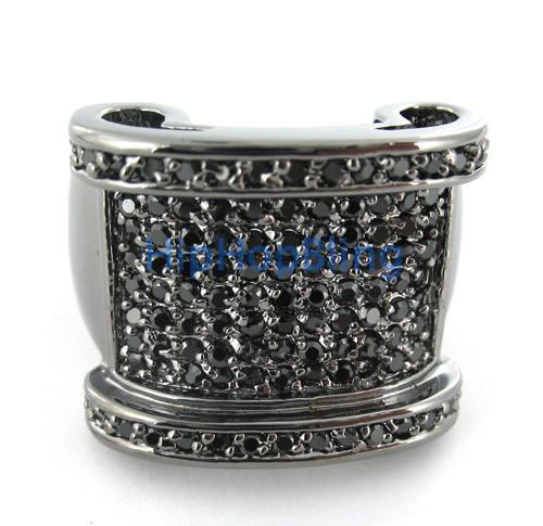 Ice Rail Bling Bling Black on Black CZ Mens Ring