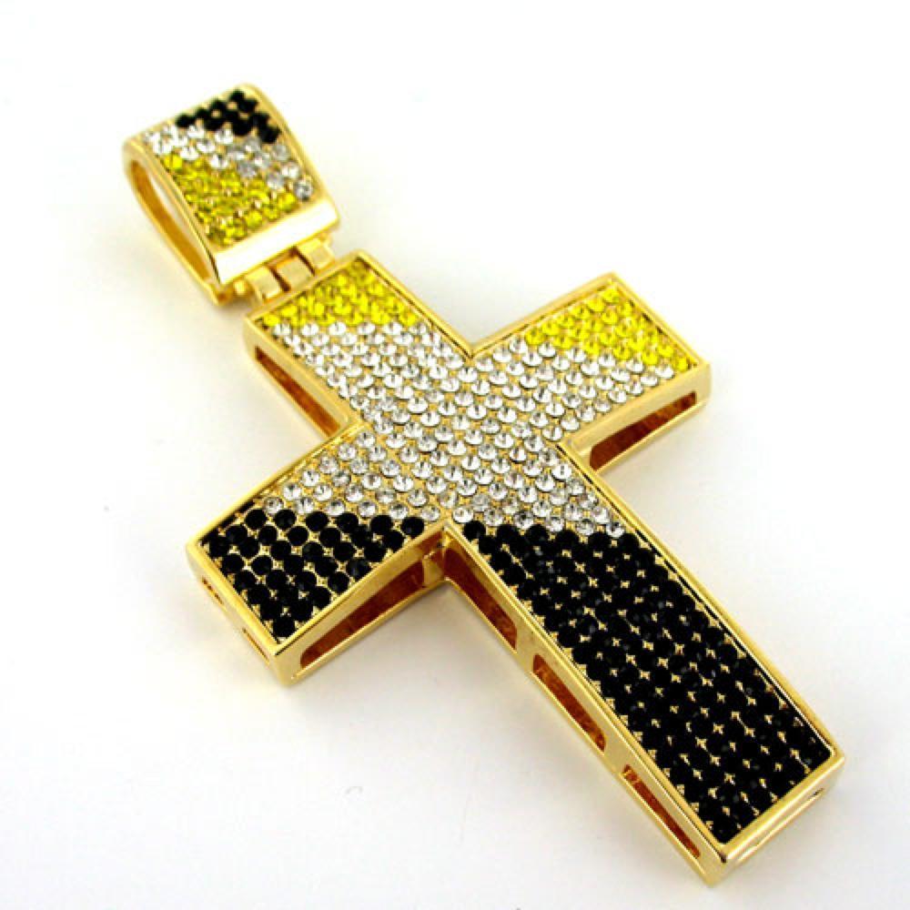 Diagonal Black White Canary 3 Color Gold Cross
