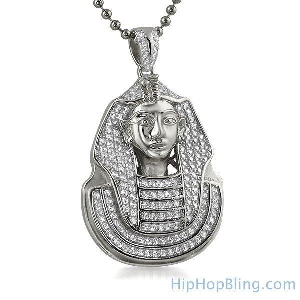 .925 Sterling Silver Mini Pharaoh CZ Pendant (Free 36 Inch Bead Chain)