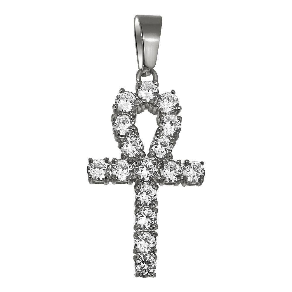 4MM CZ Ankh Cross Stainless Steel Bling Bling