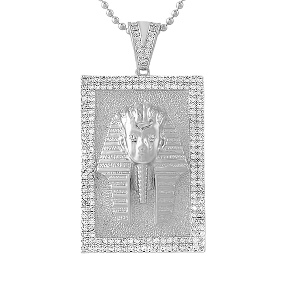 Egyptian Pharaoh Rhodium Block Medallion