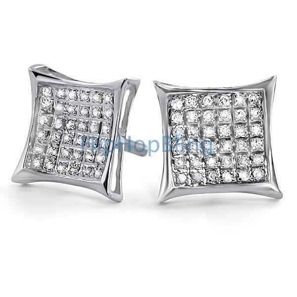 .25ct Diamond Kite Micro Pave Earrings .925 Silver