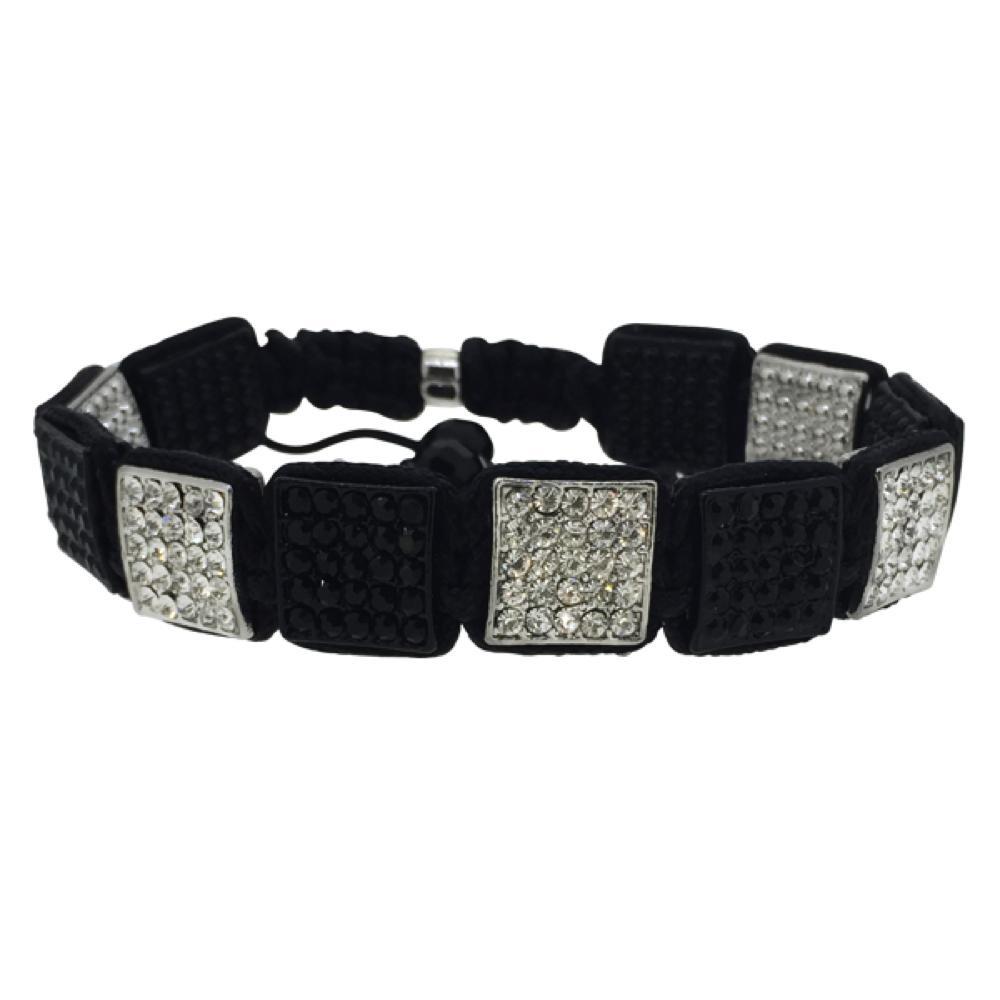 Black Rhodium Square Link Rope Bracelet