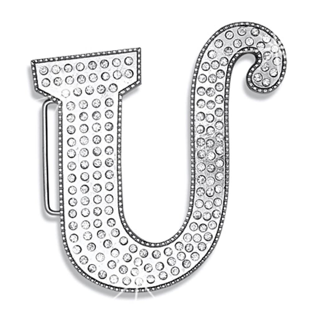U Initial Jumbo Belt Buckle Rhodium
