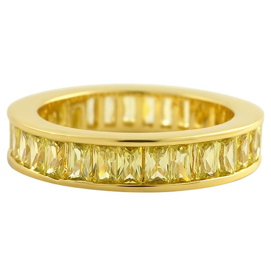 Canary Baguette Eternity Gold CZ Bling Bling Ring