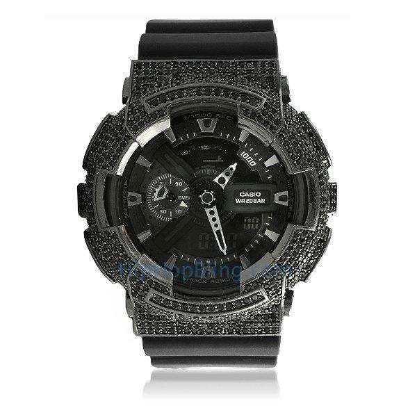 All Black Custom CZ Casio G Shock Watch GA100