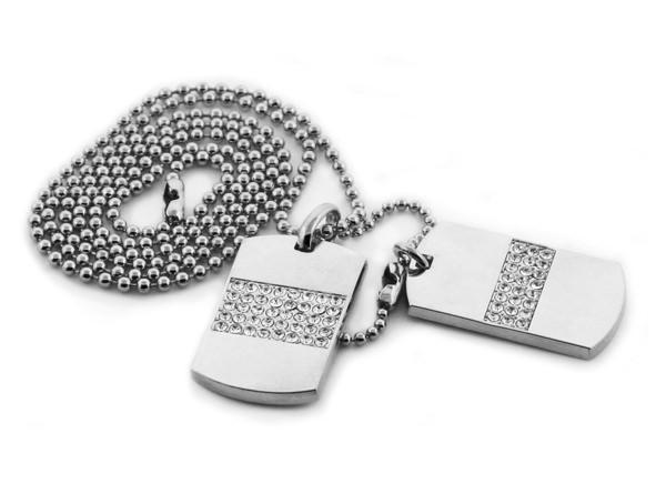Double Dog Tag Ice Bars Rhodium