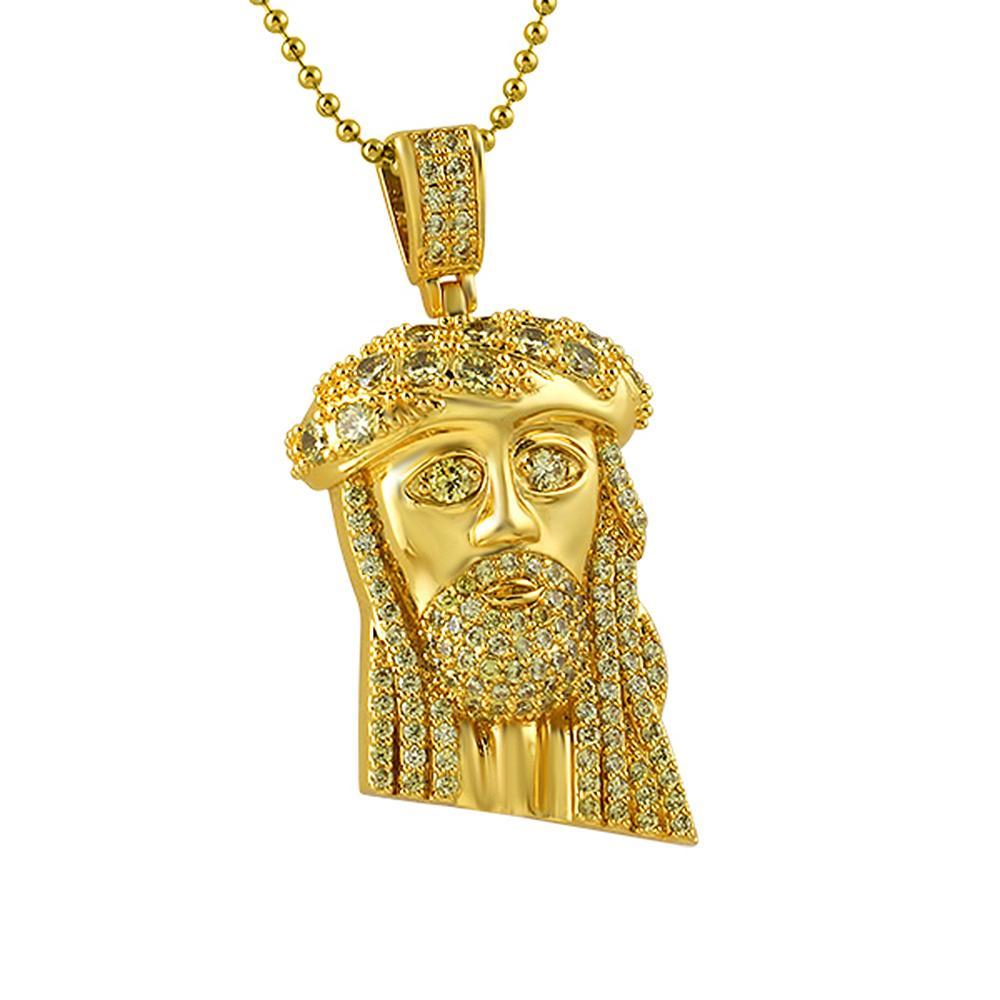 Lemonade Gold Mini Jesus Piece Big Ice Crown