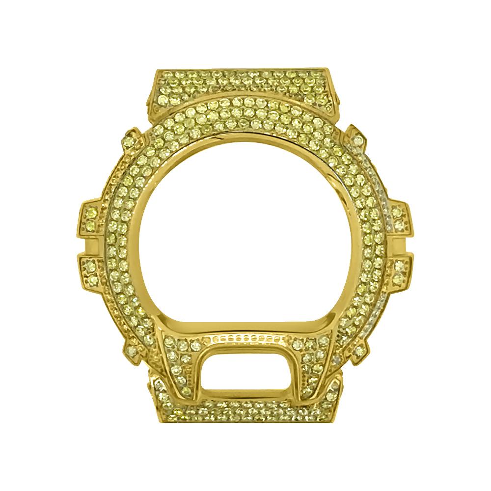 Canary CZ Gold Stainless Steel Bezel Case For Casio G Shock DW6900