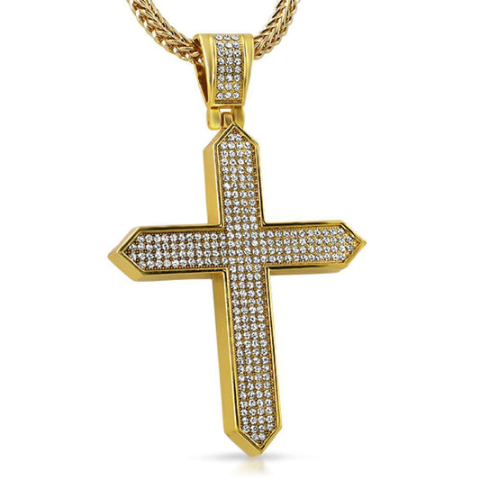 Gold on Point Bling Bling Cross Pendant