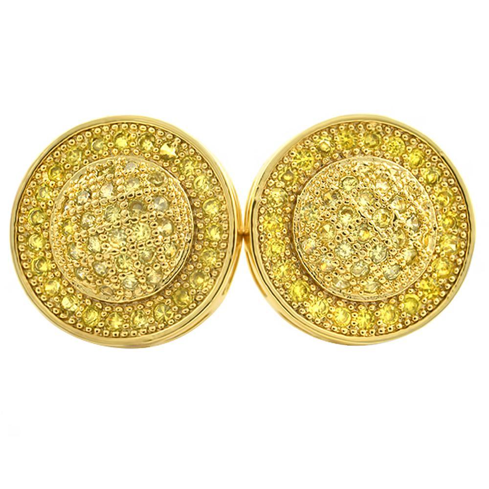 Lemonade Domed Circle M Micro Pave Bling Earrings