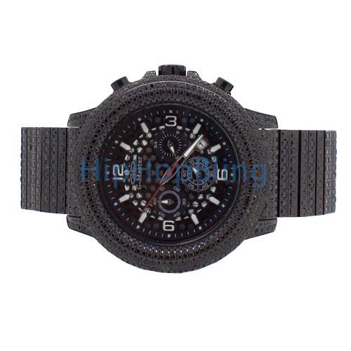 Mesh Dial Custom Lab Made Bling Bling Watch All Black Ice Band