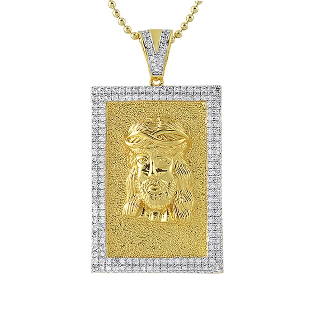 Gold Jesus Piece Block Medallion Bling Bling