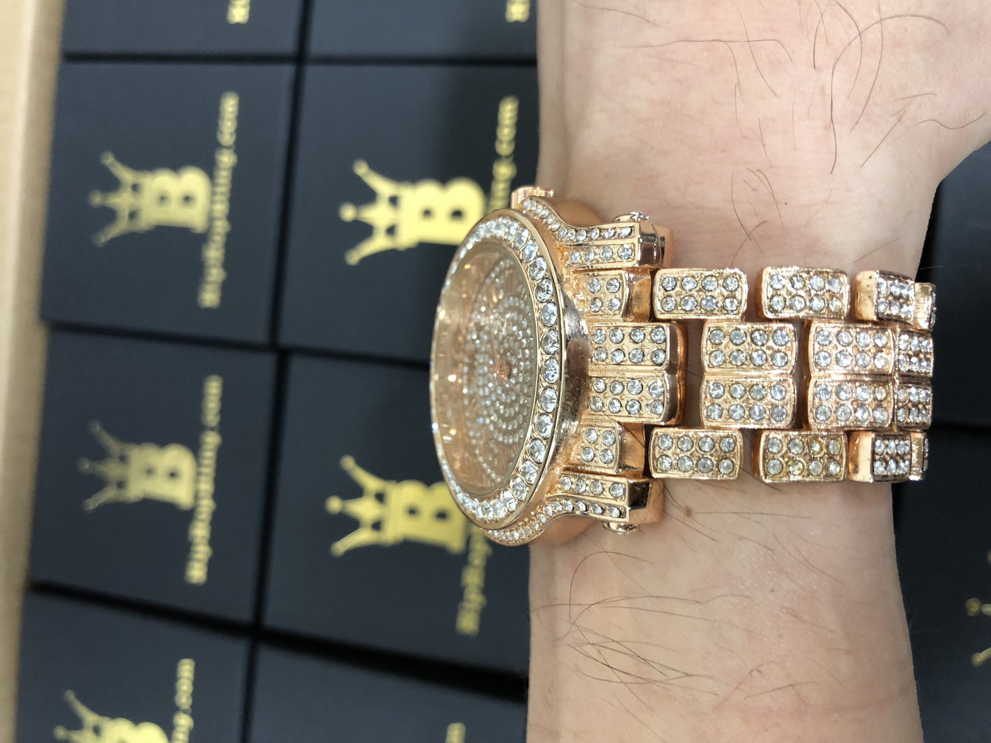 Amazing Bling Bling Rose Gold Hip Hop Watch