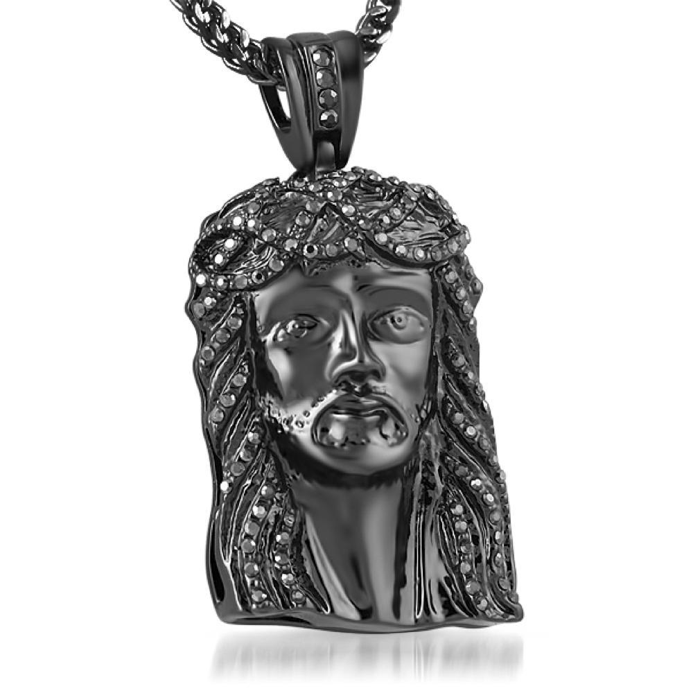 All Black Jesus Piece Hip Hop Pendant