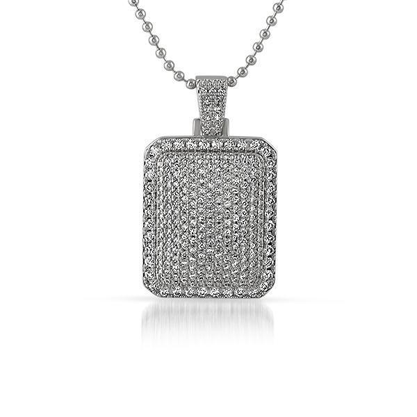 .925 Sterling Silver Micro Pave Mini Dog Tag