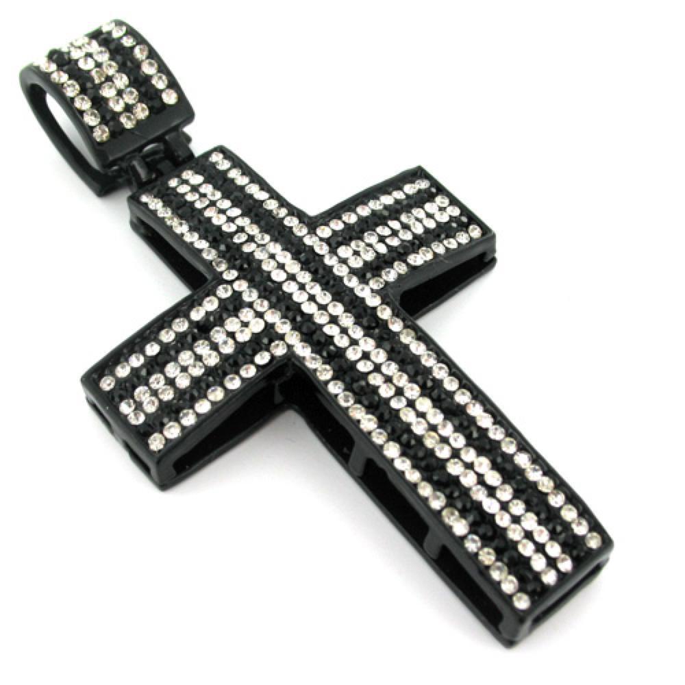 Black White Striped Down Cross