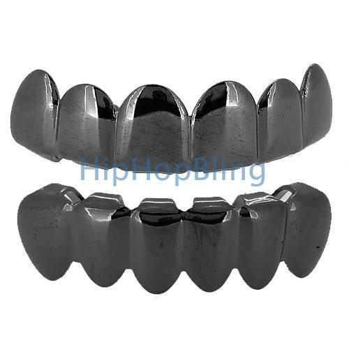 Black Shiny Top & Bottom Hip Hop Grillz Set