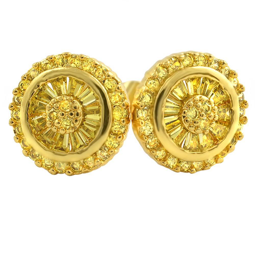 Radiant Baguette Lemonade CZ Micro Pave Bling Earrings