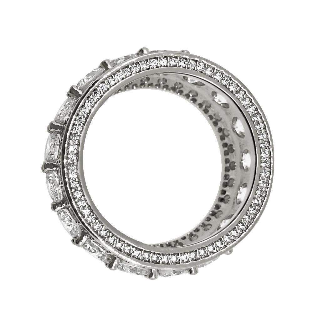 .925 Silver Bling Bling Royal 360 Eternity Band Rhodium CZ Ring