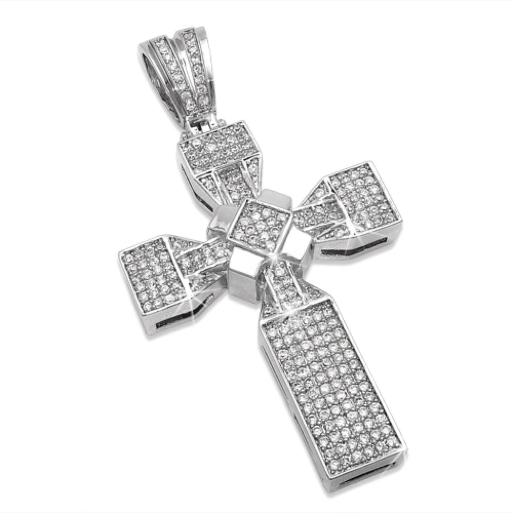Masterpiece Iced Out Cross CZ Micro Pave Setting