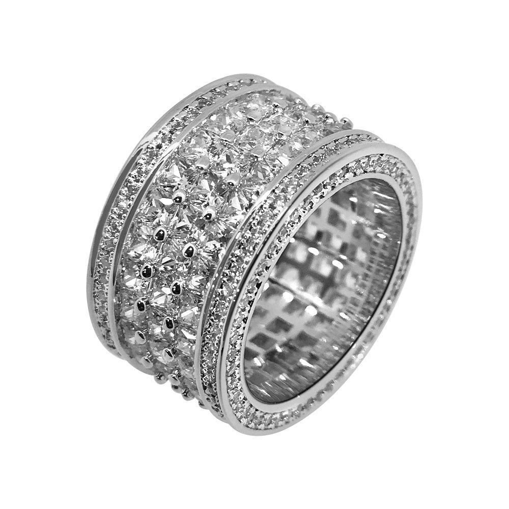 Marine Link Eternity Band 360 Rhodium CZ Bling Bling Ring