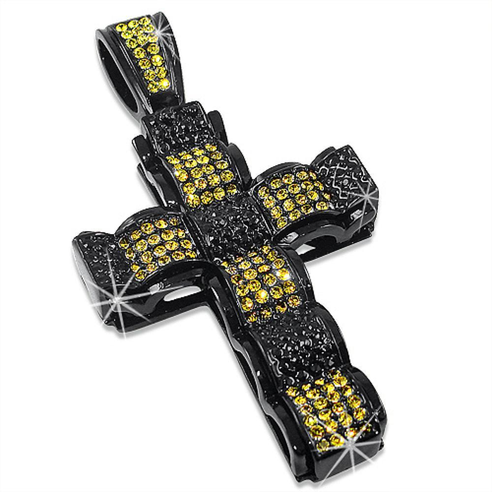 Bubble Cross Canary Black Pendant