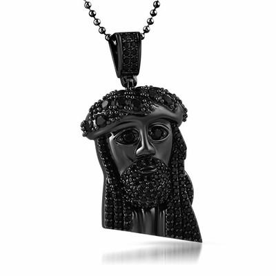 Black Jesus Mini Pendant Big Ice Crown