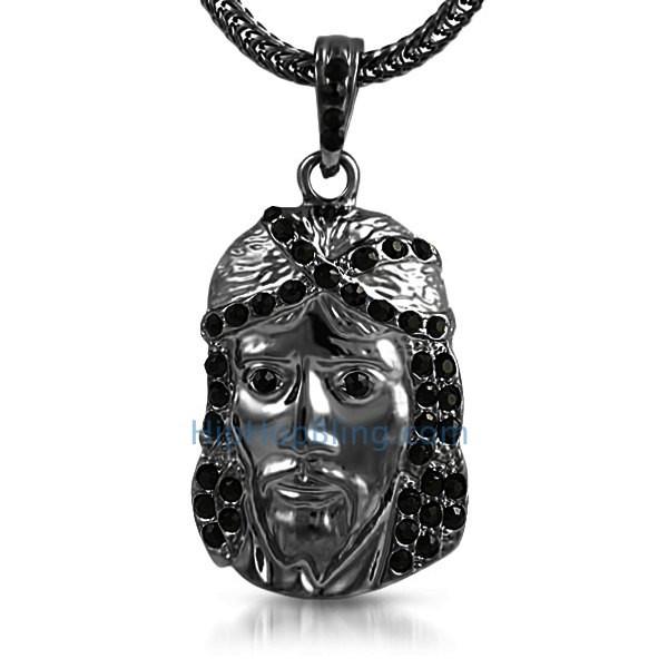 Black Jesus Piece Pendant & Chain Small