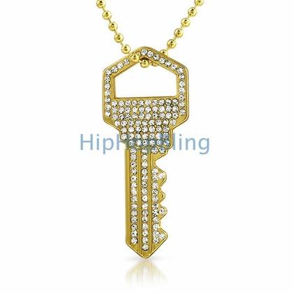 Bling Bling House Key Rhodium Pendant #2