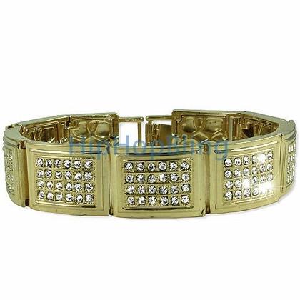 Bold Block Gold Bling Bracelet